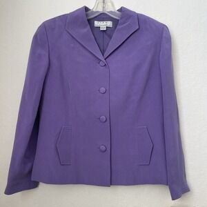 Shomi 100% Silk Blazer Womens 12P Lilac‎ Purple Corpcore Career Business
